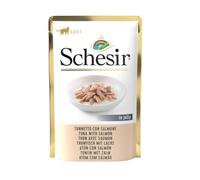 85 g Schesir Adult atún con salmón sobre para gatos.