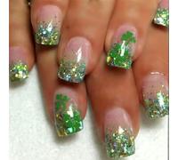 24 Stcs Shamrocks Full Cover Stick On Nails Festival False Nails French Press On Uñas acrílicas verdes