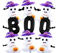 24 suministros de fiesta de Halloween con globos negros fantasma, murciélagos de papel, decoración de Halloween para fiesta temática de máscaras, víspera de Halloween