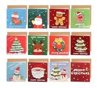 24 tarjetas de Navidad pequeñas con sobre, tarjetas de Navidad pequeñas, plegables en estilo de pintura al óleo, 10 x 20 cm, tarjetas postales de Navidad, 12 estilos