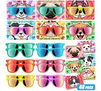 24 tarjetas de regalo para el día de San Valentín con gafas, divertidas tarjetas de cara de perro, regalos de fiesta de Pascua, accesorios para niños, regalos de intercambio de aula, suministros de