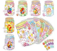 24 tarjetas Happy Easter Candy Holder, Happy Easter Mason Jar Paper Card Craft Bulk,DIY EasterBasket Stuffers Party Favors,Classroom Egg Hunt Games Gift Supplies,for Spring Party Favors