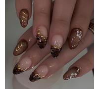 24 tiras de cebras uñas postizas ojo de gato diamantes de imitación adornos manicura francesa ABS Press on Print