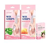 24 tiras de cera fría, Bandas de Cera Fría Depilatoria, depilación con aloe vera y cera abejas, Depilación Suave, Depilatoria para cara, brazos, axilas, piernas, zona del bikini,Rosa