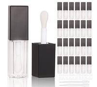 24 tubos cuadrados vacíos de brillo de labios negros de 5 ml al por mayor con recipientes de brillo de labios de varita grande