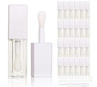 24 tubos de brillo de labios cuadrados blancos vacíos de 5 ml al por mayor con recipientes de brillo de labios de varita grande