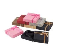 24 Uds. Cajas de juego de joyería de cartón rectangulares cuadradas con esponja para collar, anillos, pendientes, caja, suministros de abalorios, regalo de embalaje-03 24 Uds.