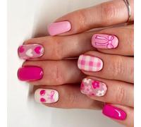 24 Uds. De Uñas Cuadradas Barra Acrílica De Flores Coloridas Brillantes Para Manicura Para Mujeres Y Niñas Uña Cuadrada Corta