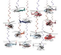 24 Uds helicóptero colgante remolino helicóptero espirales techo remolino decoraciones avión helicóptero colgante decoraciones para helicóptero cumpleaños decoraciones accesorios de fiesta