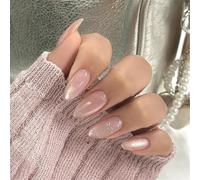 24 Uds. Prensa de almendras en uñas con arcos diseños brillantes ojo de gatos uñas postizas palo acrílico en uñas uñas artificiales
