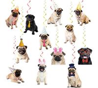 24 Uds Pug colgante remolino Pug espirales techo remolino decoraciones Pug colgantes decoraciones para perro pug decoraciones de cumpleaños accesorios de fiesta