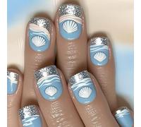 24 Uds uñas postizas cuadradas presionen pegamentos falsos artificiales en diseños puntas francesas pegamentos acrílicos para mujeres transparentes