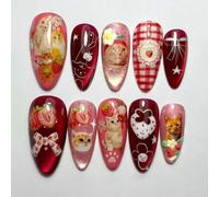 24 uñas artificiales con línea de ojo de gato, ondulaciones, cielo estrellado y diseño de mar profundo para uñas rápidas para fiestas artísticas