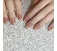 24 uñas artificiales de punta francesa, uñas cortas de bailarinas, uñas postizas brillantes, cobertura completa, uñas postizas reutilizables a presión