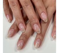 24 uñas cortas redondas adhesivas brillantes cubiertas completas falsas simples suministros de manicura para mujer