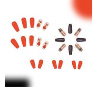 24 uñas postizas a presión de Acción de Gracias con zorros, cubiertas completas, uñas acrílicas para mujeres y niñas