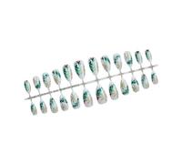 24 uñas postizas a presión de Navidad, con diseño de almendra y árbol verde festivo para Año Nuevo