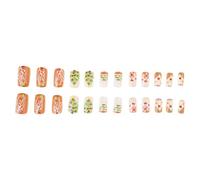 24 uñas postizas a presión, diseño navideño e invierno, manicura falsa para entusiastas de la moda, mejoras de uñas de temporada