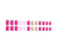 24 uñas postizas ABS de longitud corta, punta cuadrada, colores vibrantes y diseño brillante dorado deslumbrante, uñas artificiales ABS cortas cuadradas