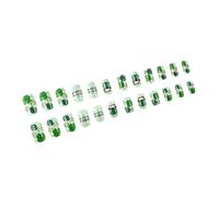 24 uñas postizas acrílicas irlandesas cortas estilo ataúd uñas a presión con arte de trébol verde para decoración del día de San Patricio
