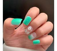 24 uñas postizas con diseño de flores, degradados, cuadradas, cortas, simples, a presión, para mujeres y niñas