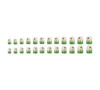 24 uñas postizas cortas a presión para el día de San Patricio, uñas acrílicas artificiales de trébol verde