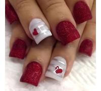 24 uñas postizas cuadradas a presión, uñas postizas francesas, regalos para mujeres y niñas