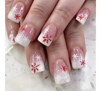 24 uñas postizas cuadradas a presión, uñas postizas francesas, regalos para mujeres y niñas
