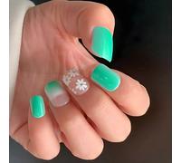 24 uñas postizas cuadradas cortas a presión, diseño de flores, degradados, uñas acrílicas simples, cubiertas completas, uñas adhesivas para mujer