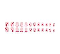 24 uñas postizas cuadradas cortas artificiales con punta francesa de corazón, puntas artísticas, para el día de San Valentín