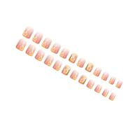 24 uñas postizas cuadradas cortas con diseño de flores brillantes, color degradado dulce para fiestas de mujeres y pezuñas artificiales adecuadas para citas