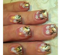 24 uñas postizas cuadradas cortas con diseños florales francesas adhesivas en cubiertas completas a presión para entusiastas de primavera