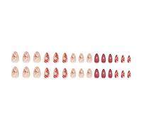 24 uñas postizas de almendra francesa de Navidad con diseños florales 3D para mujeres y niñas que buscan estilos de salón de belleza listos para fiestas
