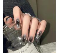 24 uñas postizas francesas, uñas postizas de cobertura completa, uñas cuadradas blancas nude, uñas a presión, uñas postizas francesas para mujeres y niñas, arte de uñas (A, talla única)