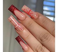 24 uñas postizas largas de Halloween, diseño de calavera de gato fantasma, araña, uñas a presión, uñas acrílicas de cobertura completa para mujeres y niñas, accesorios de arte de uñas (014#)