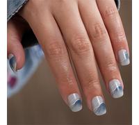 24 uñas postizas postizas cuadradas cortas con degradados, estilo francés, para mujer