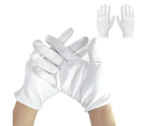 24 unidades (12 pares) guantes de algodón blanco para manos secas, hidratantes, cosméticos, eccemas, spa y joyas de monedas, inspección, manos para servir
