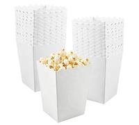 24 Unidades Cajas para Palomitas de Maíz, 7,5 X 5,5 X 10 cm, Blancas Cajas Palomitas Pequeñas para Noches de Cine, Fiestas de Cumpleaños, Eventos de Carnaval, Envases para Regalos de Dulces