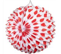 24 Unidades de farolillos de Papel Redondo de Color Blanco con Lunares Rojos de Ø 21,5 cm - Farolillos Colgante de Papel, decoración Fiesta Boda, cumpleaños, Primavera, Feria, comuniones.