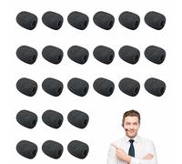 24 unidades de micrófono de protección contra pop negros, 8 × 22 × 30 mm, mini micrófono, para parabrisas de espuma de repuesto, para micrófono pequeño, auriculares lavalier