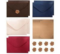 24 unidades de papel de carta vintage, juego con 8 sobres de lino y sellos de cera, 8 A5, papel de carta vintage, sobres de estraza para cumpleaños, invitaciones de boda, tarjetas de