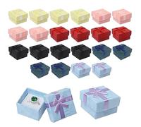 24 unidades joyas caja de regalo con lazo pequeña caja de regalo de cartón caja de regalo de espuma con tapa para anillo, pendientes, collar y joyas