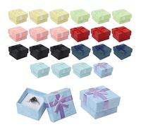24 unidades joyas caja de regalo con lazo pequeña caja de regalo de cartón caja de regalo de espuma con tapa para anillo, pendientes, collar y joyas