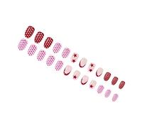 24 UNIDS Elegancias Francesas Uñas Postizas Brillantes Ovaladas Lunares Rojos Rosas Decoraciones De Estrellas Fácil Aplicación Uñas Postizas De Lunares Rojos Y Rosas