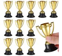24 Unids Golden Trofy Premio Trofy Cup Ceremonia Trofeos Trofeo de Oro Plástico con Base para Juegos De Competencia
