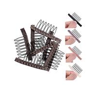 24 unids/lote peines para peluca Clips 7 dientes pinzas para peluca dientes de acero poliéster tela duradera para gorros de peluca accesorios para peluca herramientas (marrón oscuro)