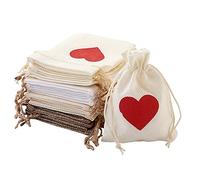 24 unids/Set patrón de corazón arpillera Embalaje Embalaje Bolsas con cordón Bolsas rectángulo Mezclado Color Regalo Maquillaje Boda Fiesta joyería Embalaje Bolsa de Lino con cordón
