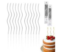 24 Velas Cumpleaños Originales Color Plateado | Vela finas de Cumpleaños para Tarta Cupcakes con soporte | Largas y finas de 16,4 cm de color plateado