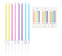 24 Velas de Cumpleaños Largas y Finas en multicolor Perla,Velas de Fiesta y Feliz Cumpleaños para Decoraciones de Pastel y Torta,para Fiestas de Niñas,Hombres y Mujeres en Cumpleaños y Eventos