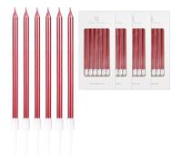 24 Velas de Cumpleaños Largas y Finas en rojo,Velas de Fiesta y Feliz Cumpleaños para Decoraciones de Pastel y Torta,para Fiestas de Niñas,Hombres y Mujeres en Cumpleaños y Eventos